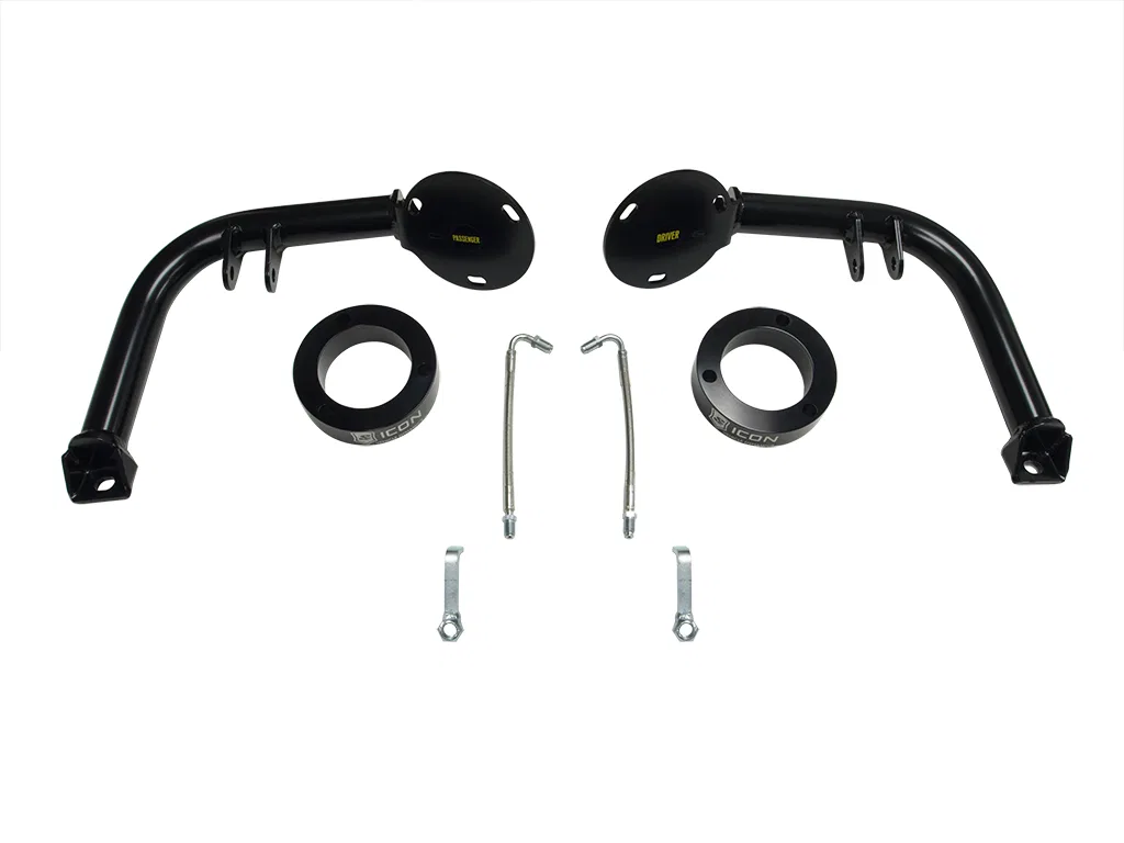 56102 – ICON Multiple Shock Absorber Kit, Dual Shock Kit Black With 2 Mounts/ 2 Tower Adapters/ Brake Lines/ Installa...